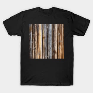 Brown wooden planks background clock T-Shirt